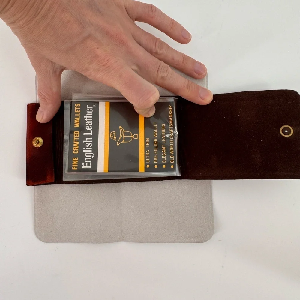 English Leather Designer Collection Leather Billfold Cardholder Vtg